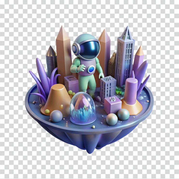 PSD astronaut in a crystal city