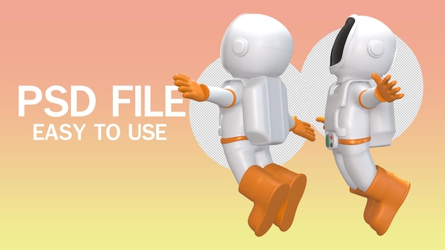astronaut floating in outer space cartoon character astronaut  3d rendering