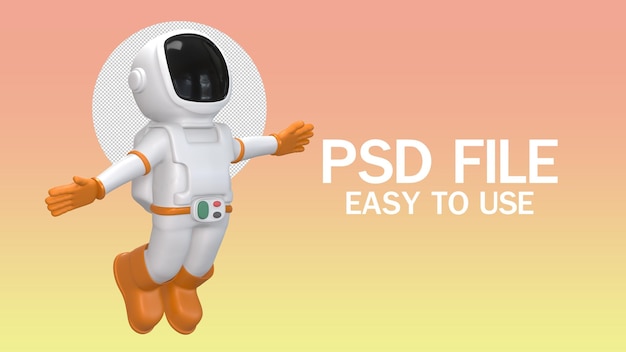 astronaut floating in outer space cartoon character astronaut  3d rendering
