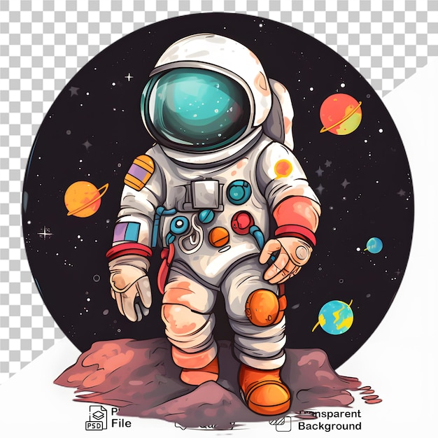 PSD Иллюстрация астронавта на прозрачном фоне png файл