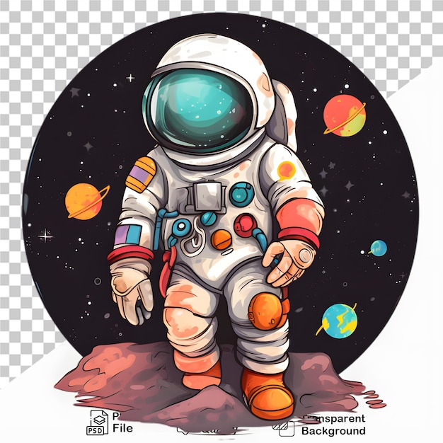 PSD illustrazione di astronauta su sfondo trasparente file png