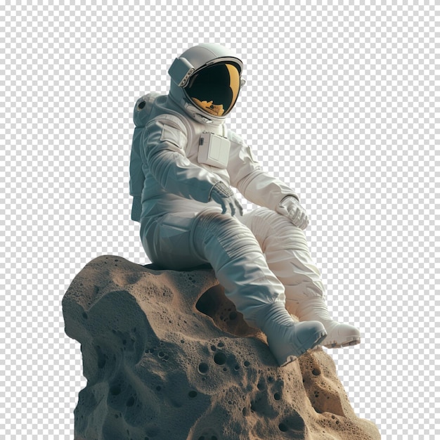 PSD astronaut isolated on transparent background international day for human space flight