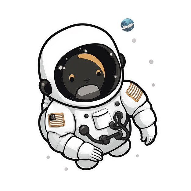 PSD astronaut kawaii naklejka png przejrzysty plik