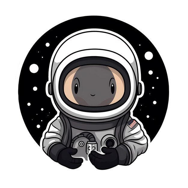 PSD astronauta kawaii adesivo png file trasparente