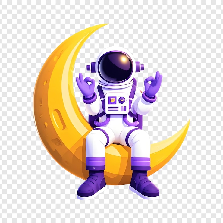 PSD astronaut meditating on the moon