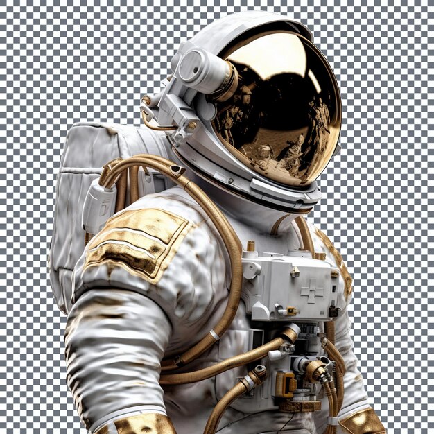 PSD astronaut in spacesuit on transparent background 3d rendering