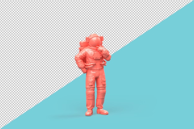 PSD astronaut standing in thoughtful pose clipping path