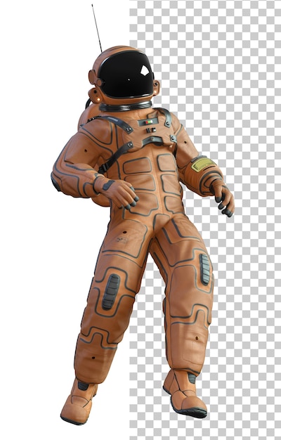 PSD astronaut on transparent background 3d render