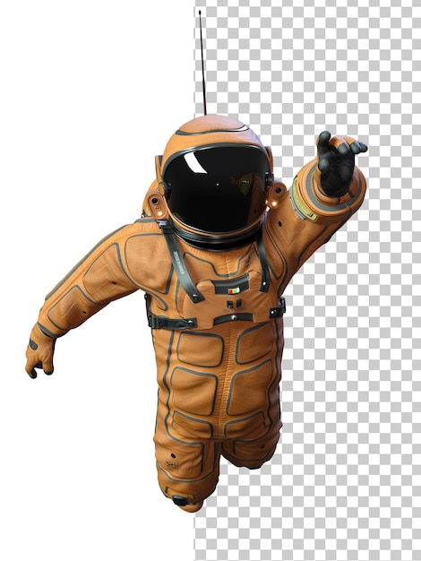 PSD astronaut on transparent background 3d render