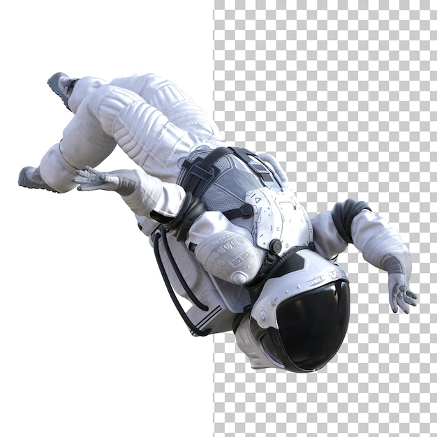 Astronauta su sfondo trasparente rendering 3d