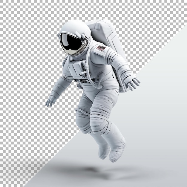 PSD an astronaut with a white suit and a red cross on his chest.