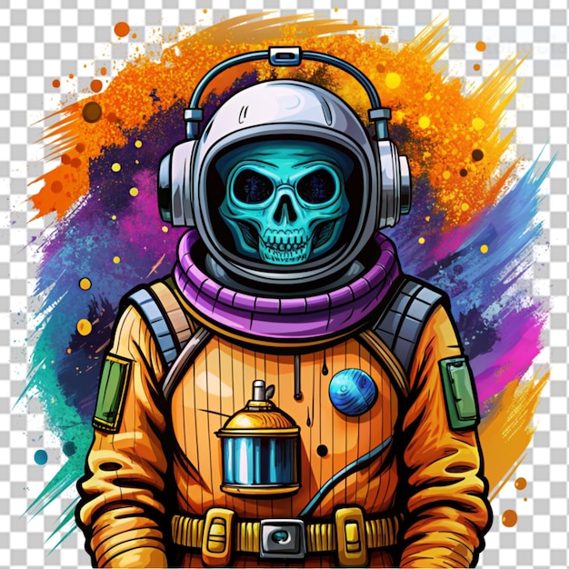 Astronauta de halloween estilo vectorial con sudad on transparent background
