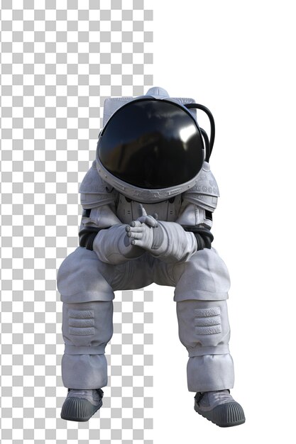 PSD astronauta na przezroczystym tle 3d render