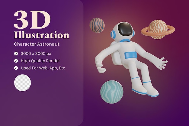 Astronauta Postaci Obiektu Ilustracja 3d