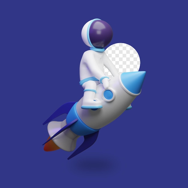 Astronauta renderowania 3D na rakiecie