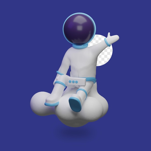 Astronauta renderowania 3D z chmurą