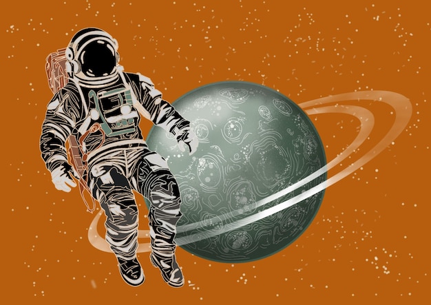 Astronauta w kosmosie z planetą