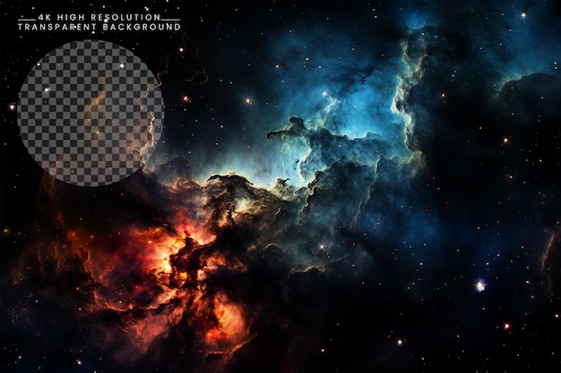 Nebulosa astronomica cosmologia spaziale galassia cosmica universo sfondo trasparente