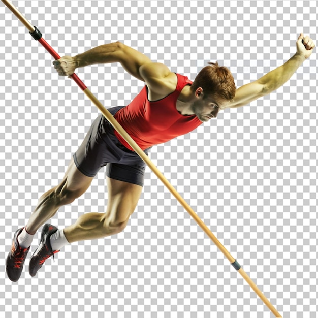 PSD athlete jumper failed attempt pole vault on transparent background