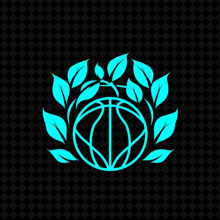 PSD athletic ivy basketball logo with decorative seams and energ creative plant vector designs
