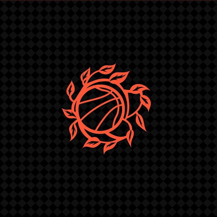 PSD athletic ivy basketball logo with decorative seams and energ creative plant vector designs