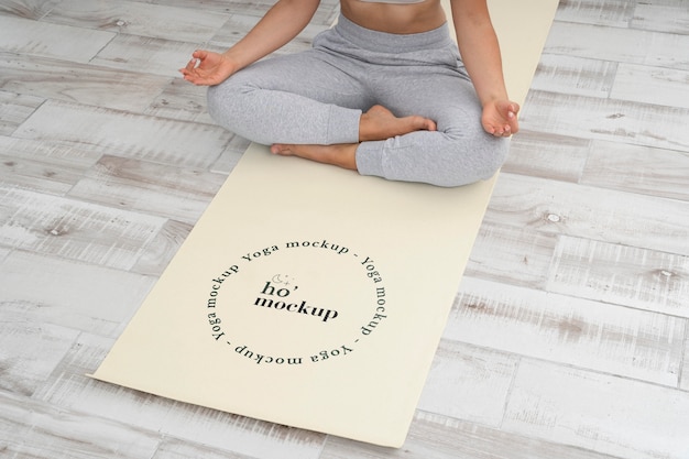 Athletic woman doing yoga at home