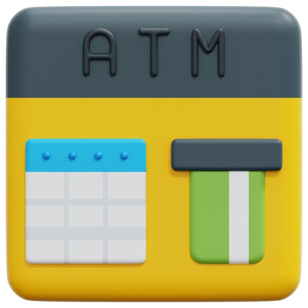 Atm 3d render icon illustration