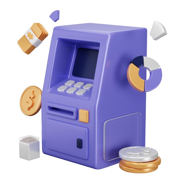 ビジネスと富のための ATM マシンの 3 d アイコン