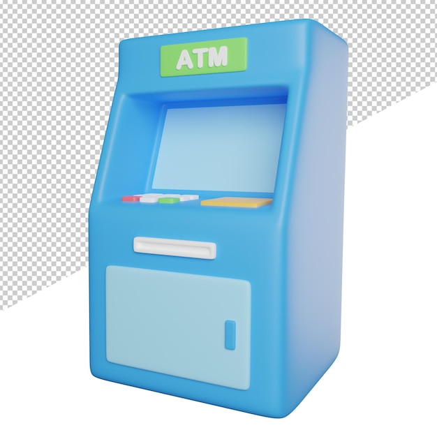 ATM-machine Cash zijaanzicht 3D-rendering pictogram illustratie op transparante achtergrond