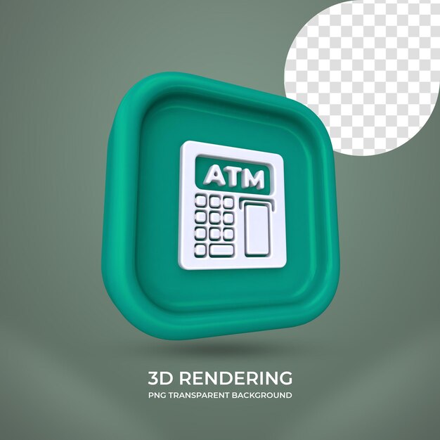 Atm-pictogram 3d-rendering geïsoleerde transparante achtergrond