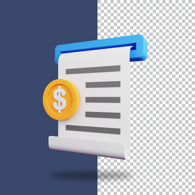 atm receipt in 3d render for graphic asset web presentation or other