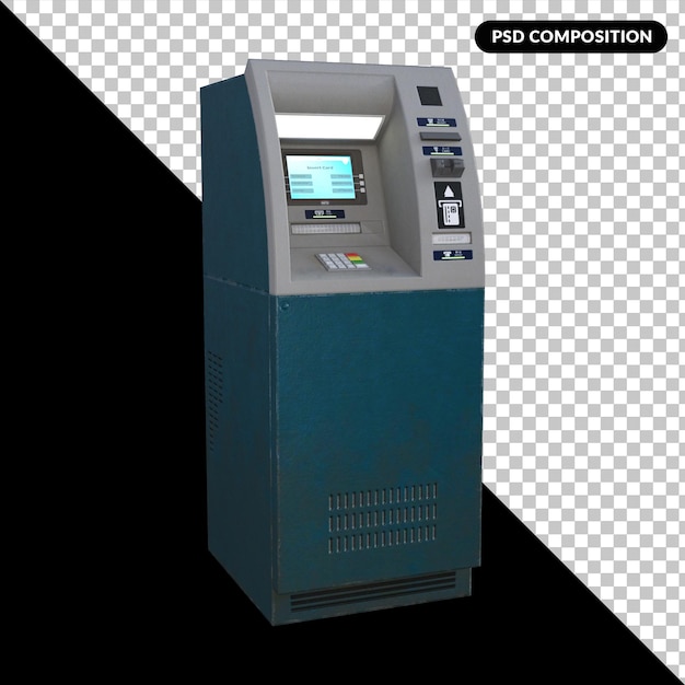 ATM renderowania 3d na białym tle premium PSD