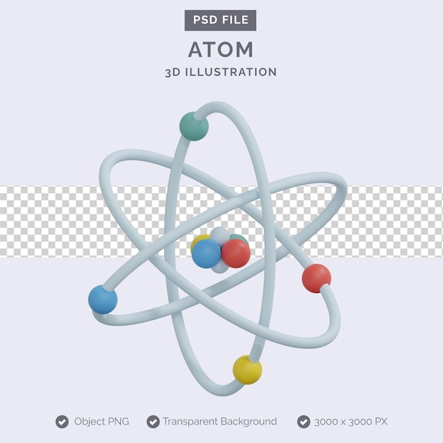 PSD atom 3d illustration