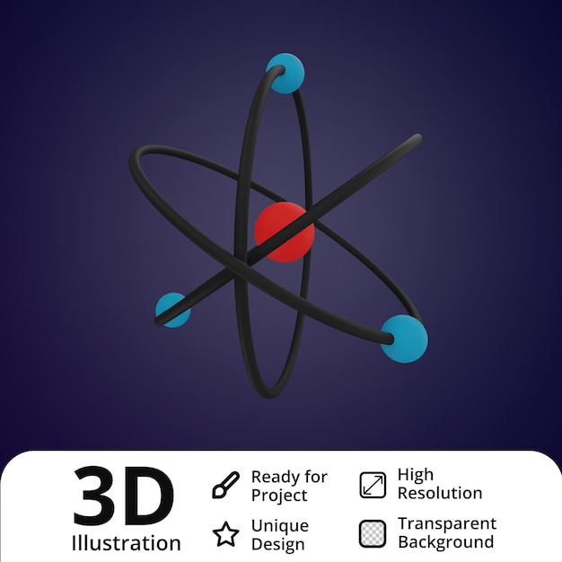 PSD Атом 3d иллюстрация