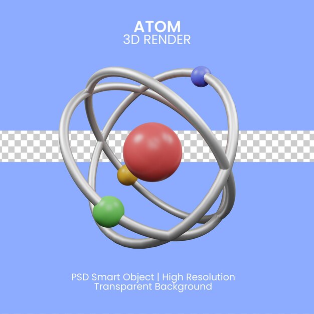 Atom. 3d ilustracja modelu z izolowanymi elektronami i neutronami