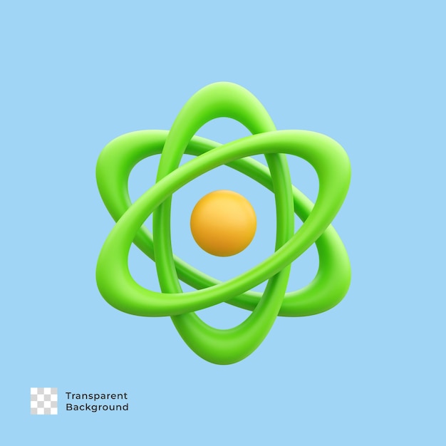 Icona dell'illustrazione del rendering 3d dell'atomo