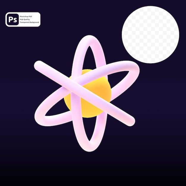 Atom in 3d render voor grafische webpresentatie of andere