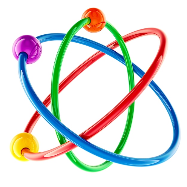 Atom Structure colored 3D rendering isolated on transparent background
