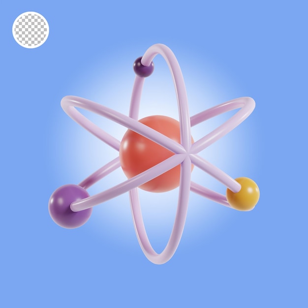 PSD atomic molecule 3d object icon illustration