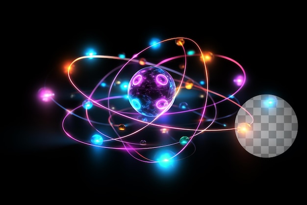 Atomowa energia świecąca kolorowy wysoki efekt dynamiczny na przezroczystej tle