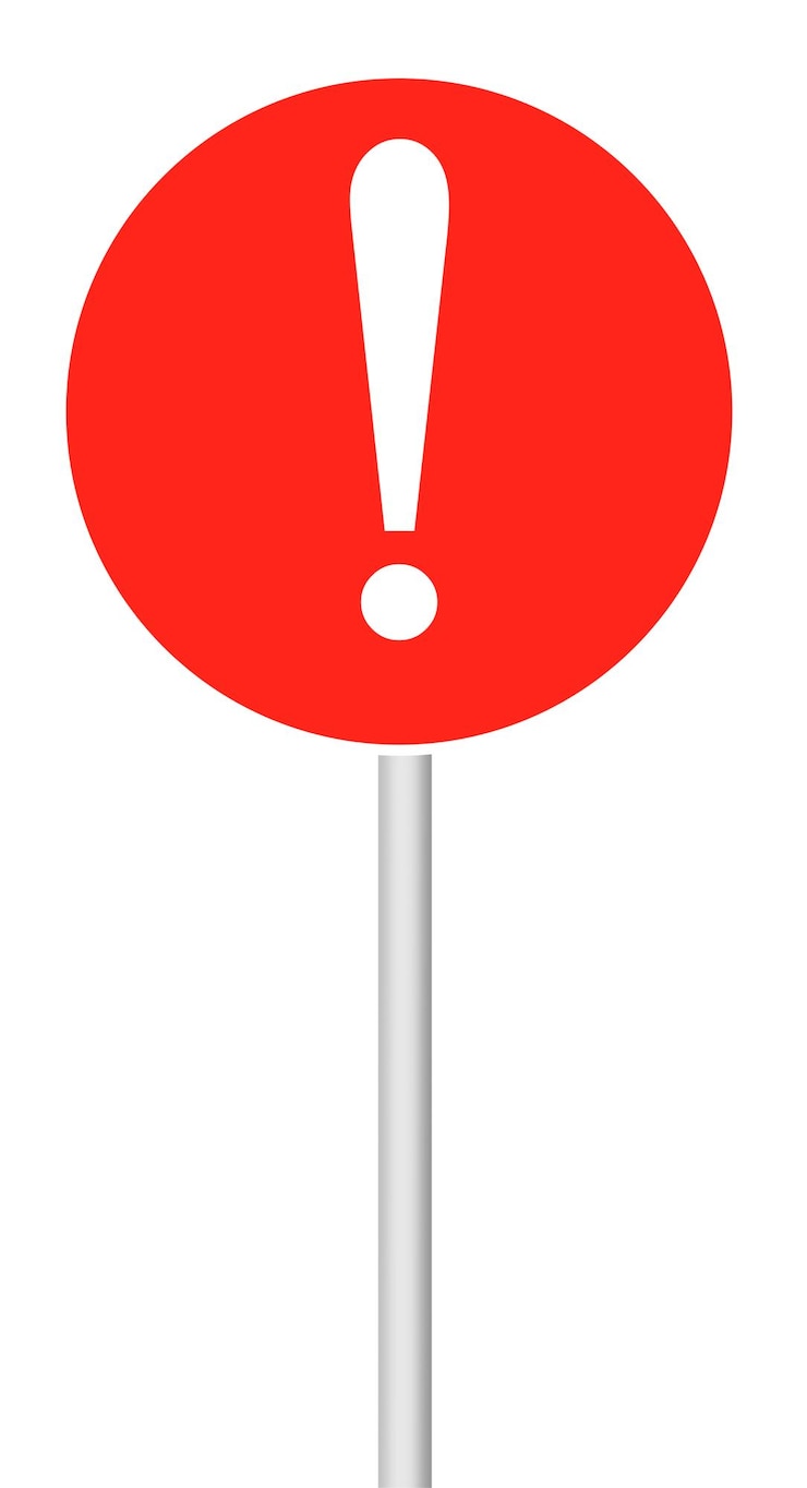 PSD attention sign on a blank background
