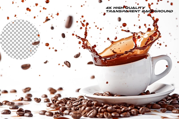 PSD an attentiongrabbing banner featuring splashes of coffee on transparent background