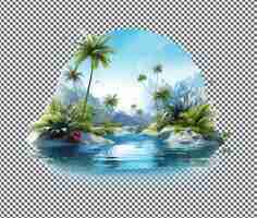 PSD attractive azure oasis isolated on transparent background