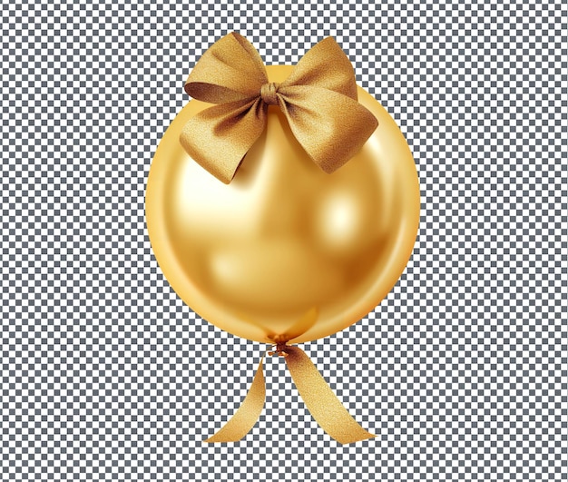 Attractive gold glitter balloon ribbon isolated on transparent background