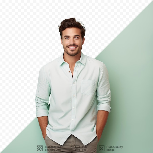 PSD attractive man in informal attire against transparent background