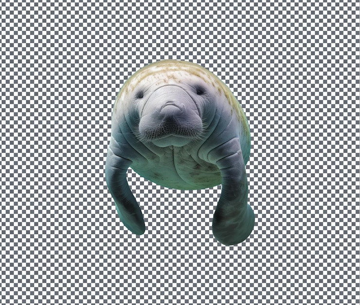 PSD attractive manatee isolated on transparent background