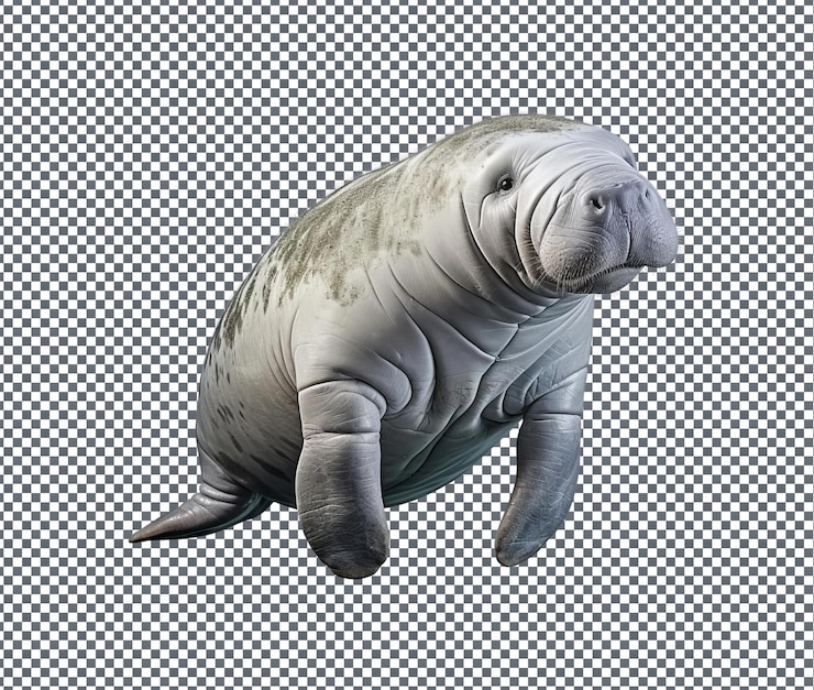 PSD attractive manatee isolated on transparent background