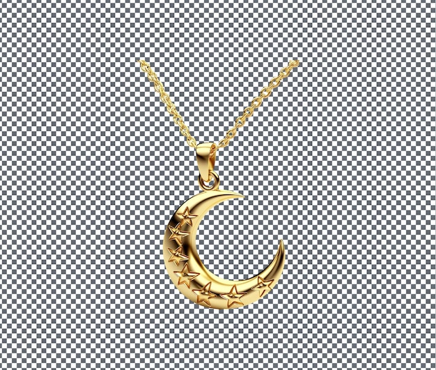 PSD Привлекательное ожерелье рамаданского полумесяца и звезды, изолированное на прозрачном фоне