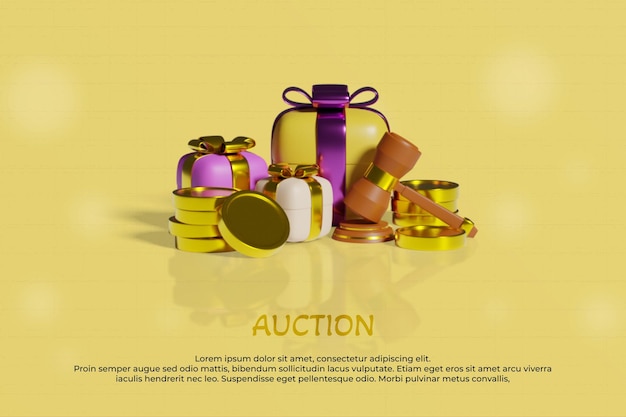 Auction 3d design rendering