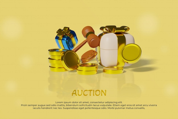 PSD auction 3d design rendering